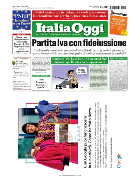 Italia oggi : quotidiano di economia finanza e politica